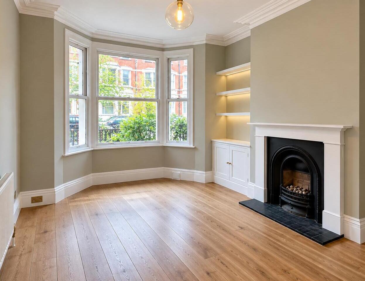 Period living room decorated by Alfy — calm, flawless finish